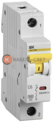 ВА47-60 Автоматический выключатель IEK "C" 1 полюсный, номинальный ток 6А, ток срабатывания 6 кА