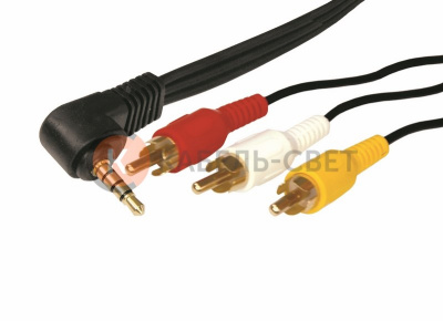 Шнур Стерео 3,5мм 4C - 3 RCA, 1,5м, Gold REXANT