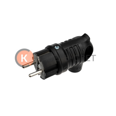 Вилка угловая влагозащищенная с кольцом, с/з, 16 А, IP44 каучук REXANT