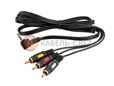 Шнур Стерео 3,5мм 4C - 3 RCA, 1,5м, Gold REXANT