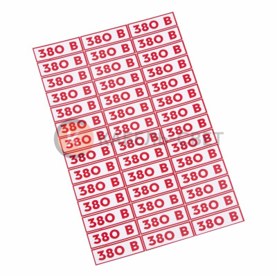 Наклейка знак электробезопасности " 380 В"10*30 мм Rexant (42 шт на листе)