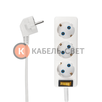 Удлинитель PROconnect 3 гнезда, 5 м, 3х0.75 мм², с/з, с кнопкой, белый