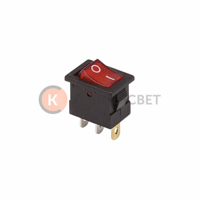 Выключатель клавишный 12V 15А (3с) ON-OFF красный  с подсветкой  Mini  (RWB-206-1, SC-768)  REXANT