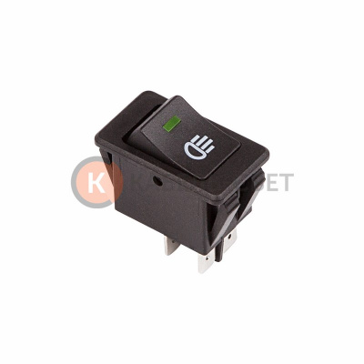 Выключатель клавишный 12V 35А (4с) ON-OFF  с зеленой LED подсветкой  (ASW-17D)  REXANT