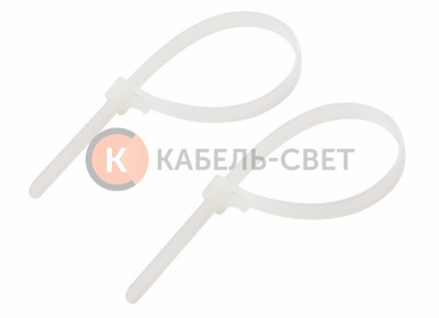 Стяжкa нейлоновая многоразовая 200x7,5мм, белая (100 шт/уп) REXANT