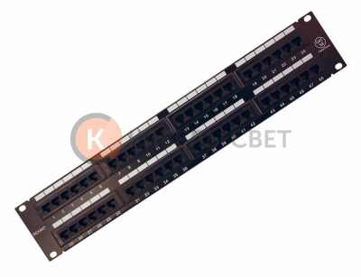 Панель коммутационная 19", 2U, 48 портов, UTP, RJ-45, CAT 5e REXANT