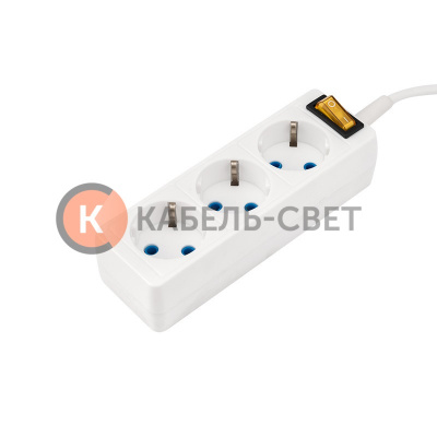 Удлинитель PROconnect 3 гнезда, 10 м, 3х0.75 мм², с/з, с кнопкой, белый
