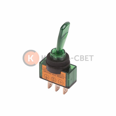 Тумблер 12V 20А (3c) ON-OFF однополюсный с зеленой подсветкой (ASW-13D) REXANT