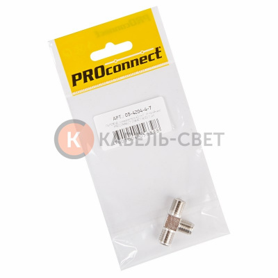 Переходник антенный, (3-гнезда F), тройник, (1шт) (пакет) PROconnect