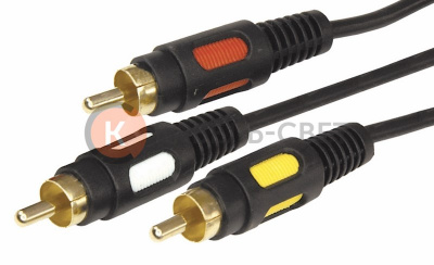 Шнур 3 RCA - 3 RCA, 1,5м, черный, Gold REXANT