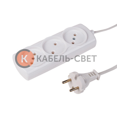 Удлинитель PROconnect STANDARD 3 гнезда, 1.5 м, 2х0.75 мм², б/з, белый