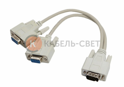 Переходник штекер VGA - 2 гнезда VGA, провод REXANT