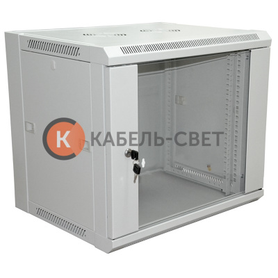 Шкаф настенный 19" 12U 600×450×635мм (ШxГxВ) - передняя дверь стекло, боковые стенки съемные (разобранный) RAL 7035 REXANT PRO