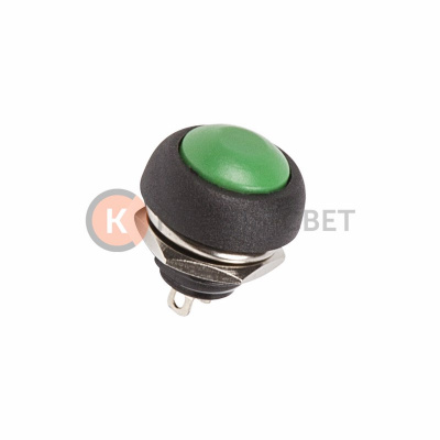 Выключатель-кнопка  250V 1А (2с) OFF-(ON)  Б/Фикс  зеленая  Micro (PBS-33В)  REXANT