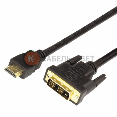 Шнур HDMI - DVI-D, 5м, Gold, с фильтрами REXANT