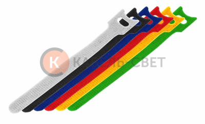 Набор хомутов-стяжек многоразовых на липучке 210х16мм, цветная (12 шт/уп) REXANT