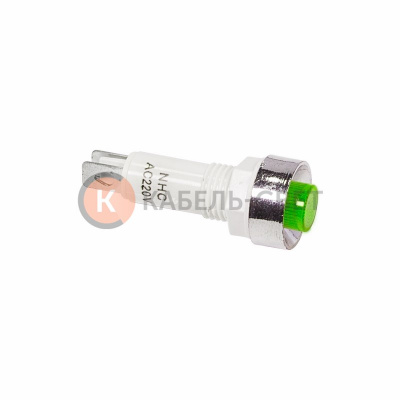 Индикатор c ОТРАЖАТЕЛЕМ  Ø10  220V  зеленый  (RWE-209)  REXANT
