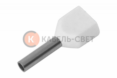Наконечник штыревой втулочный изолированный F-8 мм 2х0.5 мм² (НШВи(2) 0.5-8/НГи2 0,5-8) белый REXANT