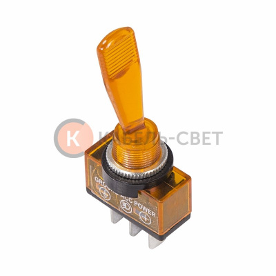 Тумблер 12V 20А (3c) ON-OFF однополюсный с желтой подсветкой (ASW-13D) REXANT