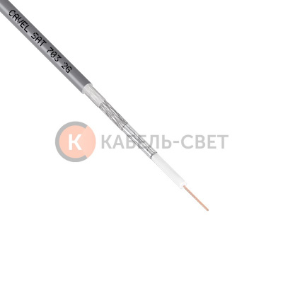 Кабель коаксиальный SAT-703N, Cu/Al/CuSn, 75%, 75Ом, 100м, INDOOR, черный CAVEL