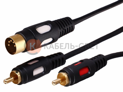 Шнур DIN 5 Pin - 2 RCA, 1,5м, Gold REXANT