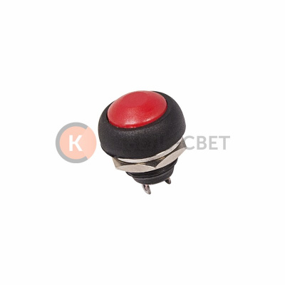 Выключатель-кнопка 250V 1А (2с) OFF-(ON) Б/Фикс красная Micro (PBS-33В) REXANT