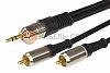 Шнур Стерео 3,5мм - 2 RCA, 5м, Gold-металл REXANT