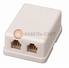 Розетка телефонная внешняя, 2 порта UTP, RJ-14 (6P4C), CAT 3 REXANT