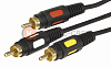Шнур 3 RCA - 3 RCA, 1,5м, черный, Gold REXANT